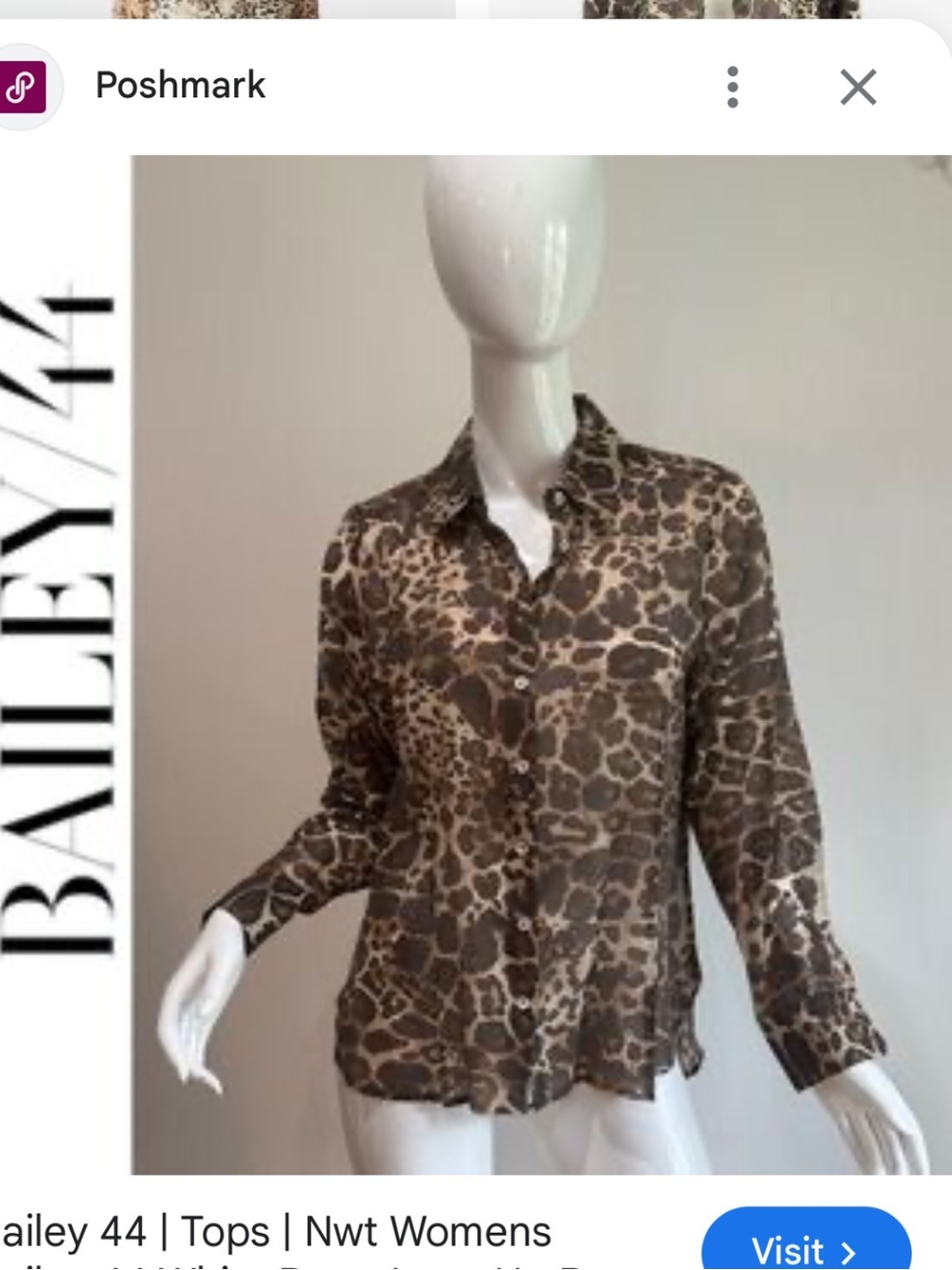 Bailey 44 Leopard Print Button-Down Shirt in Brown and Cream L